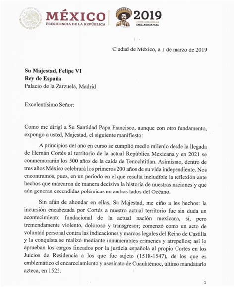 Amlo Revela La Carta Al Rey De España Pide Que Acepte Crímenes De La Conquista Y Que Se