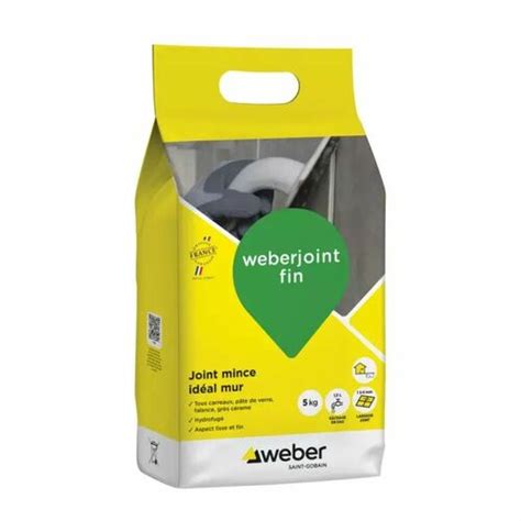 Joint Pour Carrelage Mural WEBERJOINT FIN E00 Gris Ciment Sac De 5kg