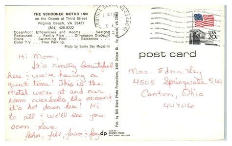 The Schooner Motor Inn Virginia Beach Va Postcard 6l221 United