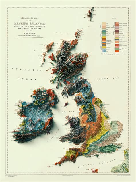 Mapa Vintage De Las Islas Británicas Mapa En Relieve 2d Etsy España