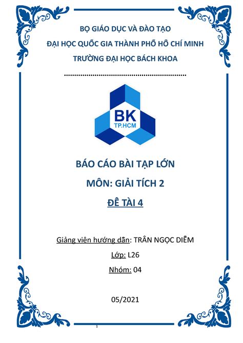 BTL GT2 Bài tập lớn B Ộ GIÁO D ỤC VÀ ĐÀO T ẠO Đ ẠI H ỌC QUỐỐC GIA