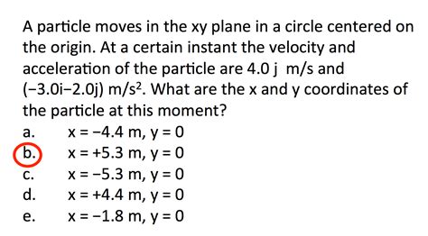 Solved A Particle Moves In The Xy Plane In A Circle Cantered Chegg