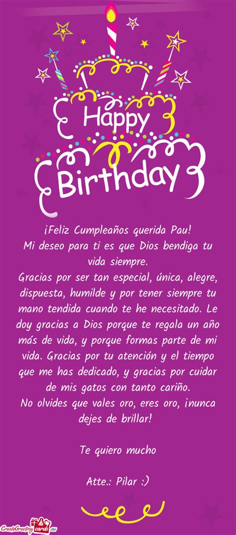 Feliz Cumplea Os Querida Pau Free Cards