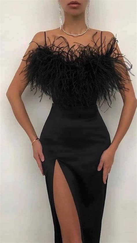 Black Drape One Shoulder Feather Mini Dress Artofit