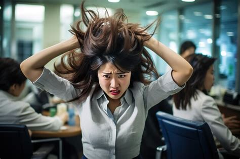 Premium Ai Image Businesswoman Pulling His Hair With Angry Middle Of