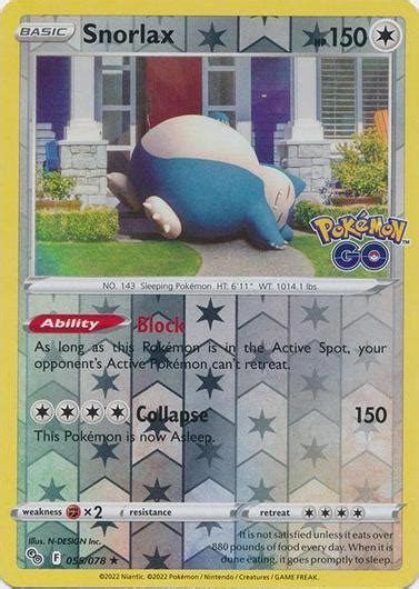 Snorlax Reverse Holo Ungraded Pokemon Go