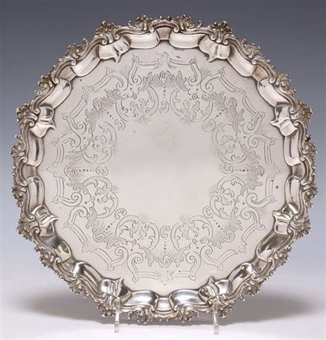 English Victorian Sterling Silver Salver Round Tray Sold At Auction On