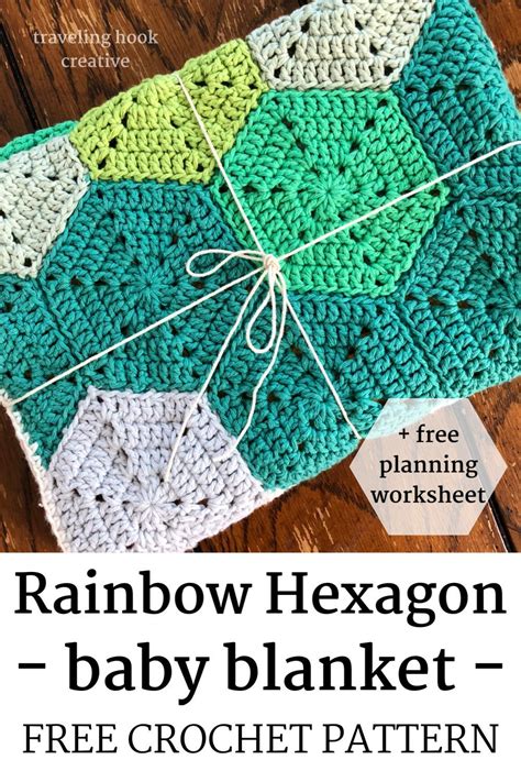 Rainbow Fade Hexagon Baby Blanket Traveling Hook Creative Crochet