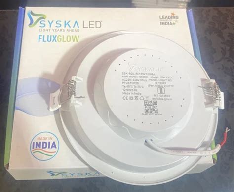 Round Syska Fluxglow Ssk Rdl R W K W Led Panel Light Rd Cool