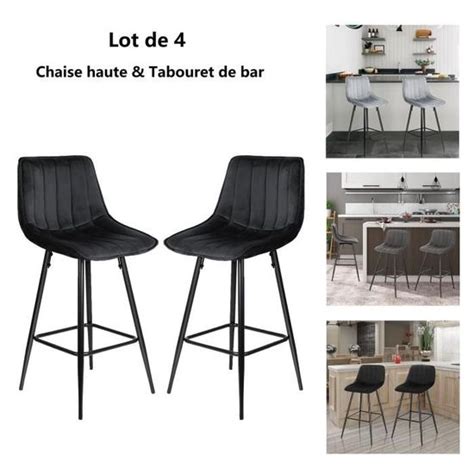 Willonin Set de 4 Chaise haute de cuisine Tabouret de bar avec siège