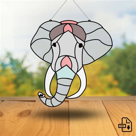 Elephant Stained Glass Pattern Beginner Suncatcher Pattern Etsy