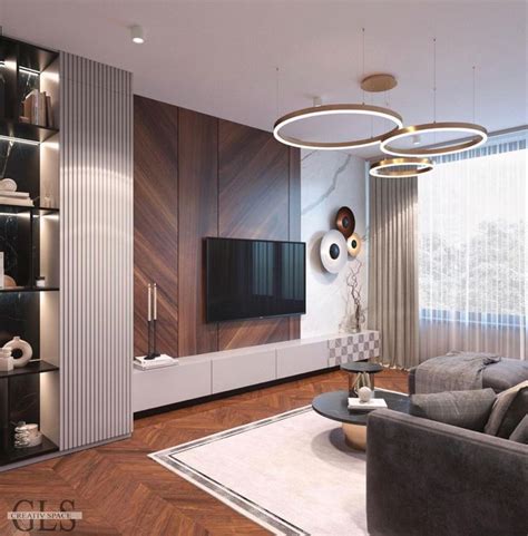 Modern Living Room Design with Wood Paneling