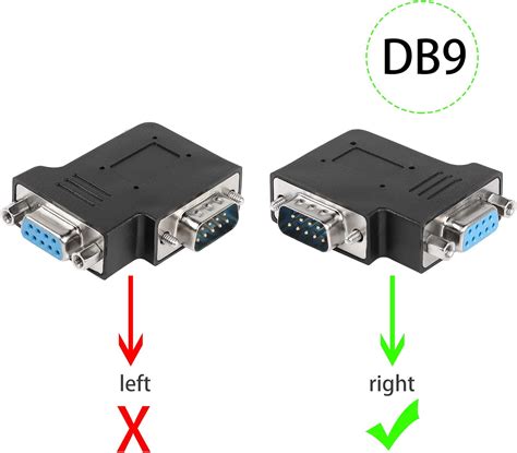 QIANRENON RS232 DB9 macho a hembra Adaptador de ángulo recto de 90