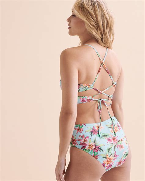 QUINTSOUL Sign Of The Times Crossed Back Bralette Bikini Top Blue