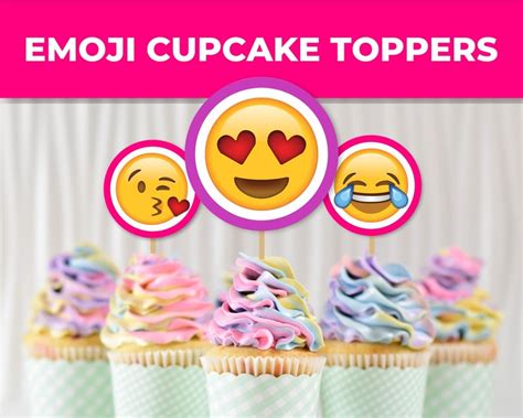 Emoji Cupcake Toppers Printable Emoji T Tags Printable Etsy
