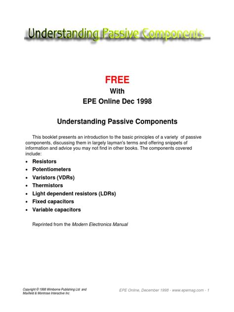 Understanding Passive Components | PDF | Resistor | Electrical Equipment