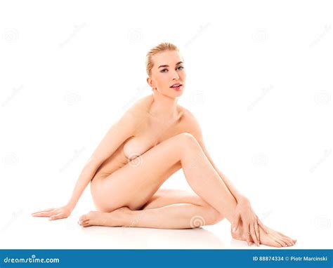 Beautiful Nude Woman Sitting On Flor Stock Photo Image Of Sensual Bodycare 88874334