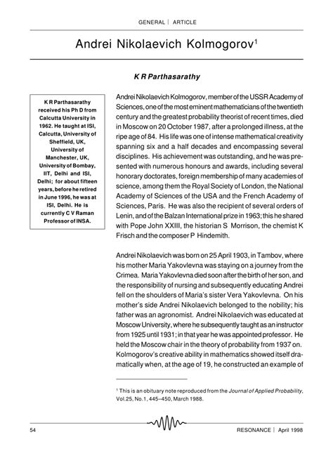 (PDF) Andrei Nikolaevich Kolmogorov