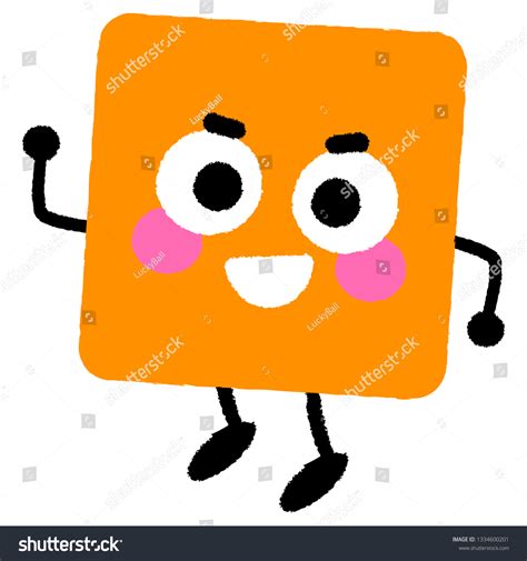 Vector Orange Square Cartoon Character Smiling Stock Vector (Royalty ...