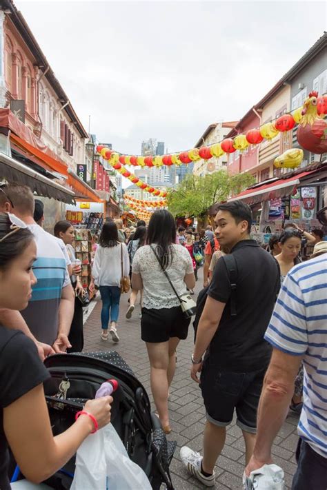 Chinatown Shopping Area During Chinese New Year Singapore Febr