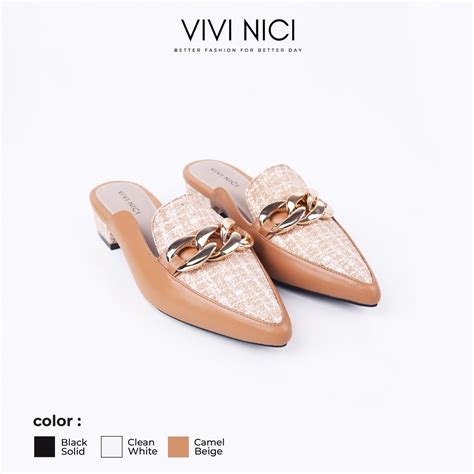 Jual VIVI NICI Svala Sandal Mules Hak 3 Cm Shopee Indonesia