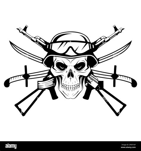 Skull In A Helmet Vector Illustration Of A Sketch Human Head Warrior