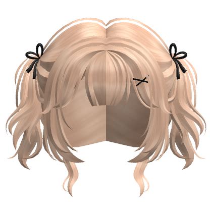 Cute Short Wavy Pigtails W Black Ribbons Blonde Roblox Item