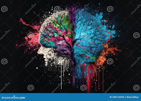 A Genius Human Brain Abstract Painting Art with Creative Watercolor ...