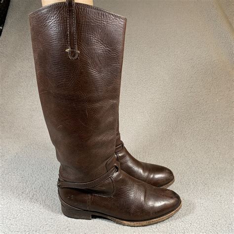 Frye 76976 Brown Leather Lindsay Plate Tall Knee High Riding Boot