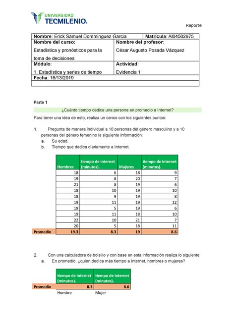 Evidencia 1 Estadística y pronósticos para la toma de decisiones