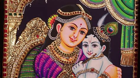 Yoshodha Krishna Tanjore Painting 30x24 Call 6383884488 Balaji