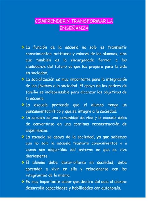 Comprender Y Transformar La Ense Anza Pdf