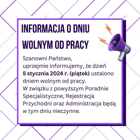 Informacja o dniu wolnym od pracy Szpital Dziecięcy POLANKI