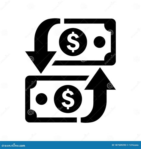 Finance Transaction Money Transfer Icon Black Color Stock Vector