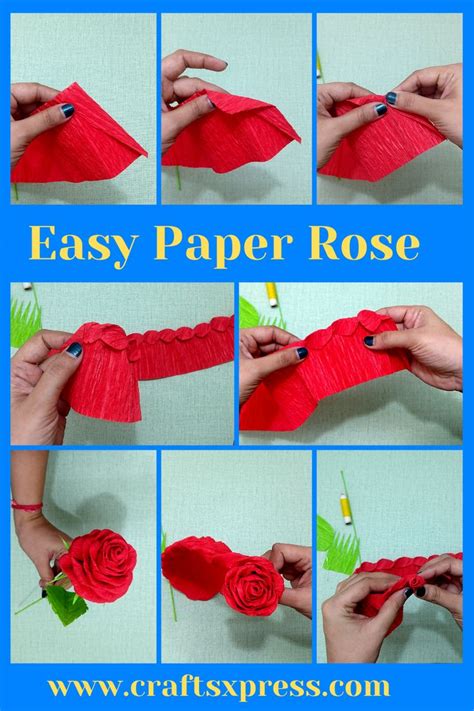 Easy Paper Rose With Crepe Paper Paper Flowers Diy Paper Flowers Diy