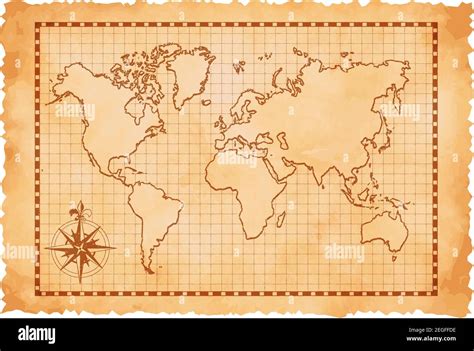 Old vintage world map vector illustration Stock Vector Image & Art - Alamy