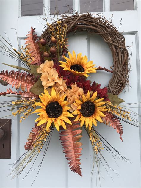 Fall Sunflower Wreath for front door Rustic Autumn Floral | Etsy | Easy ...