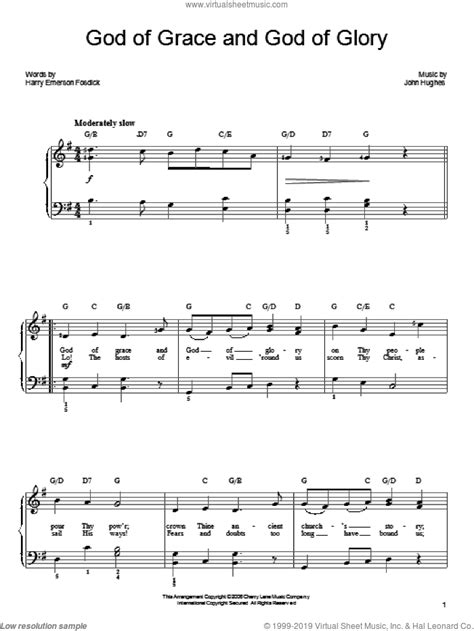 Fosdick God Of Grace And God Of Glory Sheet Music For Piano Solo