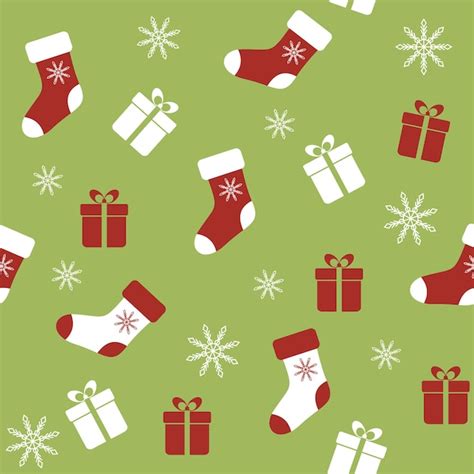 Premium Vector Christmas Seamless Pattern With Christmas Stockings