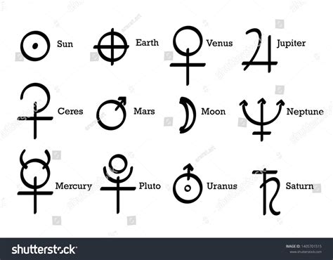 Alchemical Symbols Icons Set Alchemy Elements Pictogram Sun Earth And