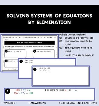 Systems Of Equations Elimination Practice By Math Mindset Matters