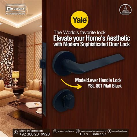 Yale Lever Handle Lock Ysl 801 Matt Black ⋆ Anwer Hardware