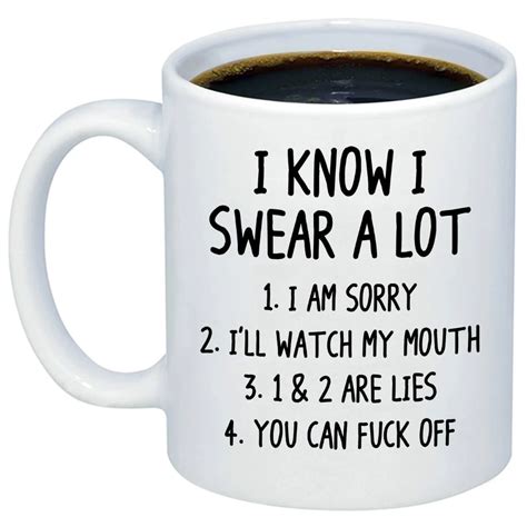 I Know I Swear A Lot Coffee Mug Funny Sarcastic Quote Superhero Gear Funny Coffee Quotes