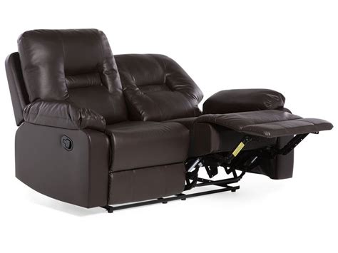 2 Seater Faux Leather Manual Recliner Sofa Brown Bergen Uk