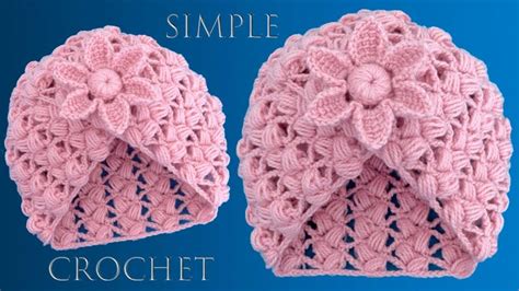 Crochet Simple Hat With Flower Crochet And Knitting