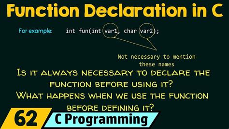 Function Declaration In C Youtube