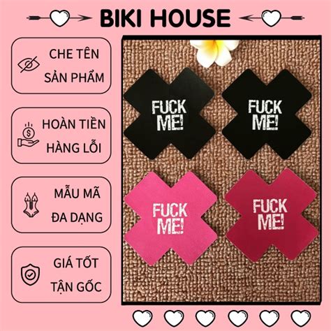 Miếng dán ngực giấy Fuck me đen hồng trắng siêu dính mieng dan ti lấp