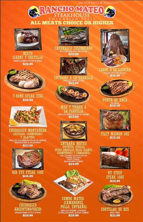 Online Menu Of Rancho Mateo Colombian Steakhouse Restaurant Miami