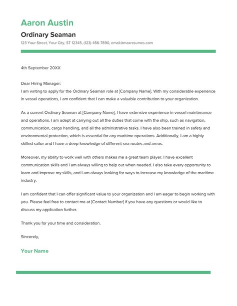 Best Ordinary Seaman Cover Letter Example For 2023