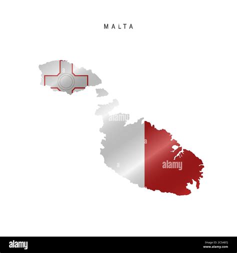 Detailed Waving Flag Map Of Malta Vector Map With Masked Flag Stock